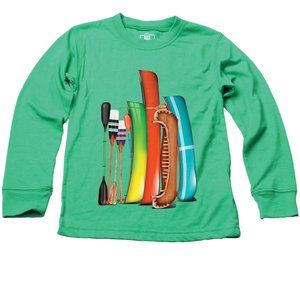 NWT Wes and Willy  Tee Full Sleeve Canoes Green Tee